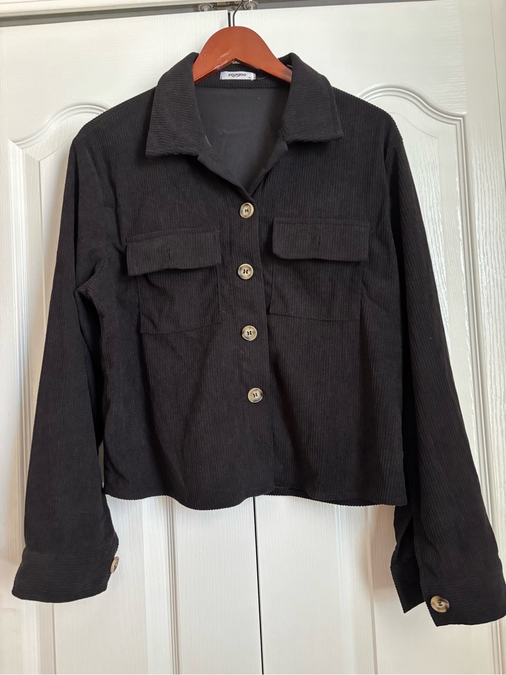 zeagoo Black Ribbed Knit jacket shirt